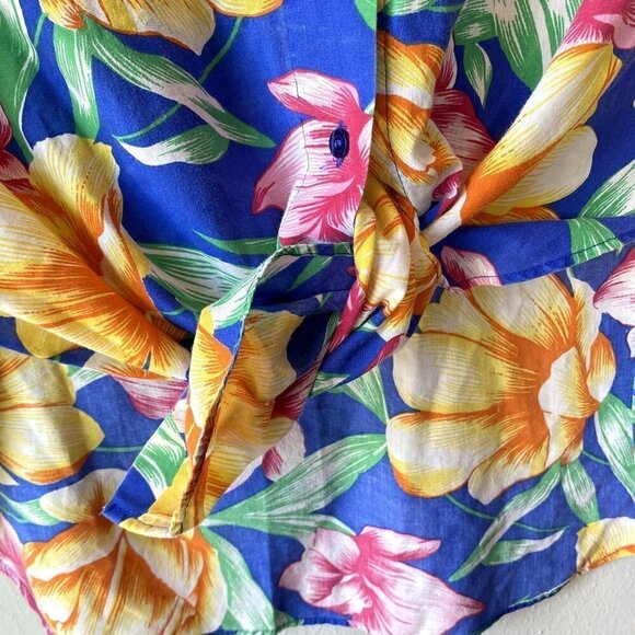 Diane von Furstenberg Vintage 80s Floral Button Down Short Sleeve M - Picture 4 of 8